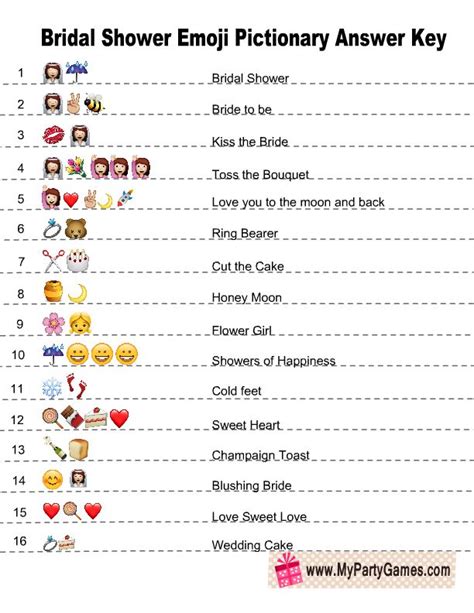 Free printable bridal shower emoji pictionary game. Free Printable Bridal Shower Emoji Pictionary Game (With ...