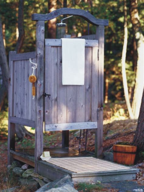 Many people think that rustic won't be rustic if there is no wooden element in it, and wooden element such as wooden floor is probably the worst choice for. 61 best Rustic Outdoor Bath/Shower Ideas images on ...