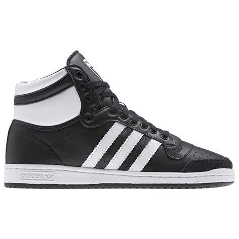Adidas Originals Leather Top Ten Hi Basketball Shoes In Blackwhite