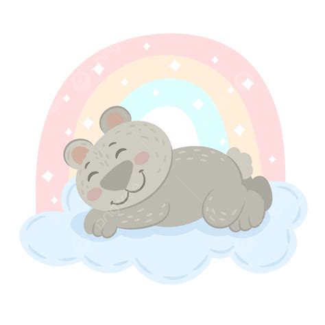 Blue Teddy Bear Vector Art Png Teddy Bear Sleeping With Rainbow And