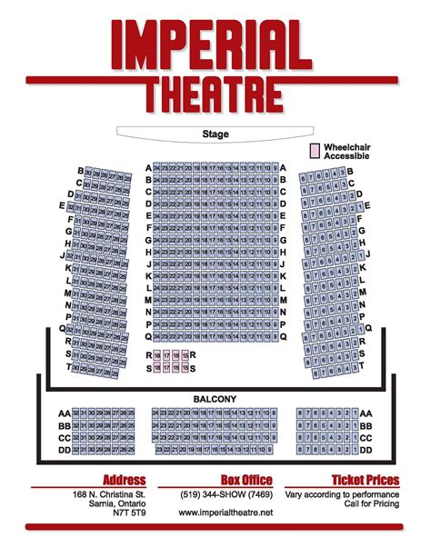 Imperial Theatre Sarnia Ontario Seating Floorplan October 2021
