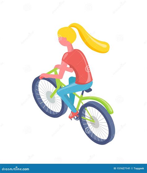 Girl Riding Bicycle Eco Transport Active Vector Stock Vector Illustration Of Design Adult