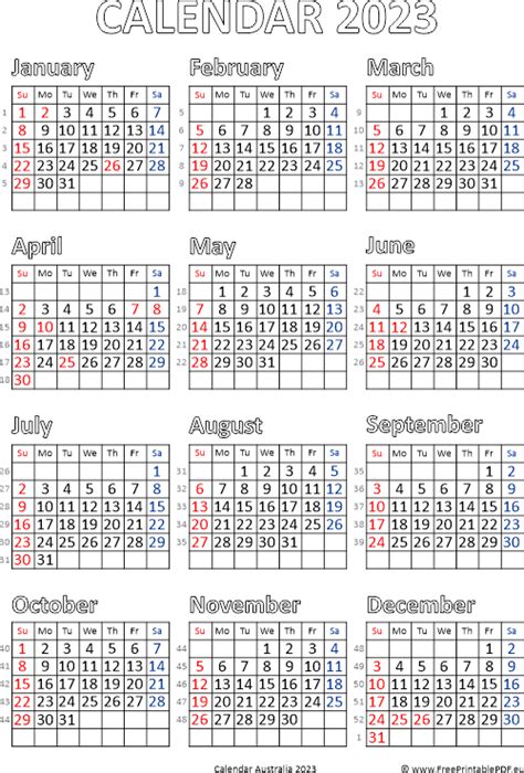 2023 Calendar Australia With Holidays