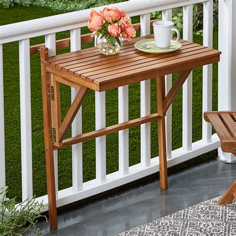 Browse through various balcony wooden table and chair and find pieces that suit your needs at a great value. Folding Acacia Wood Balcony Table — Natural | www.kotulas ...