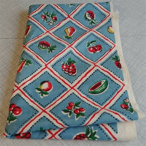 Vintage 1940s Old Stock Kitchen Tea Towel Toweling Fabric Etsy