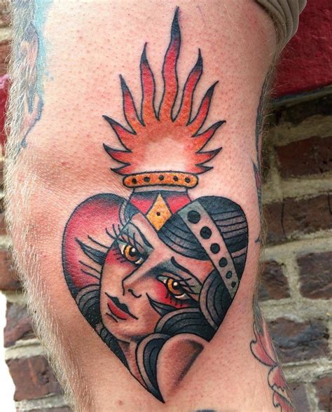 Queen Of Hearts Tattoo Done By Gregbriko Otziapp Queen Of