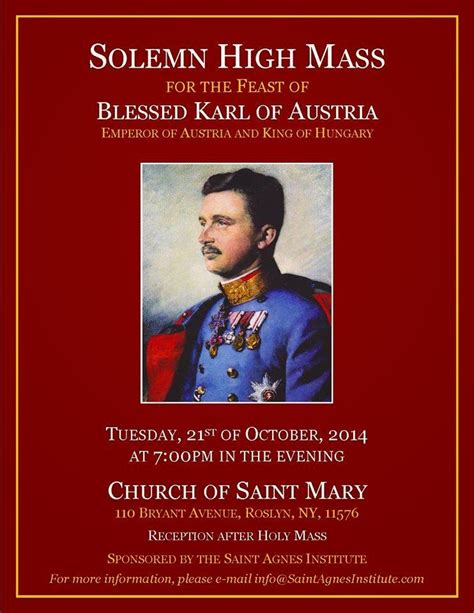 A Catholic Life Solemn High Mass For Blessed Karl Of Austria In Roslyn Ny