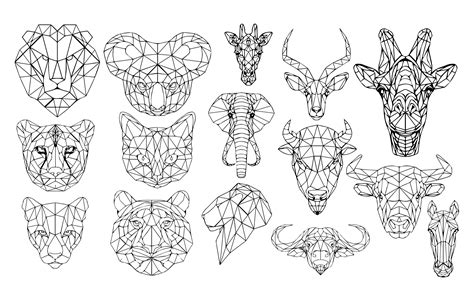 Polygonale Tiere 15 Tiere Svg Geometrische Tiere Sammlung Etsyde