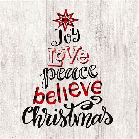 Joy Love Peace Believe Svg Christmas Tree Words Svg Etsy
