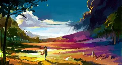 Anime Landscape Colorful Wallpapers Desktop Scenery Nature