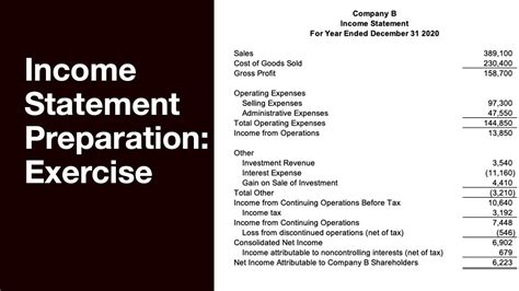How To Prepare An Income Statement Exercise Youtube