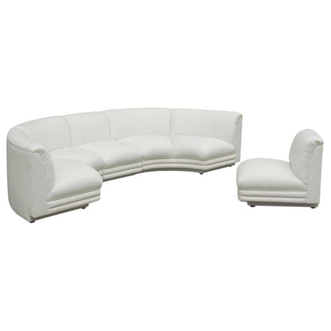 Mid Century Modern Italian Curved Semi Circular Sectional Sofa In White