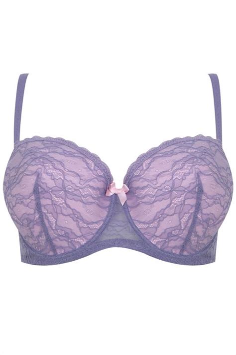 Lilac And Pink Moulded Lace Underwired Bra Yours Clothing