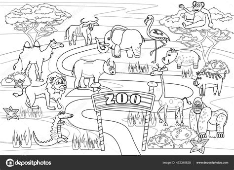 Zoo Jungle Animales De Safari Para Colorear Libro Ilustración Dedicada
