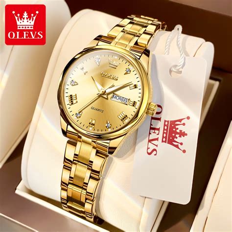 Olevs Gold Watch For Woman Waterproof With Box Ladies Wrist Watches