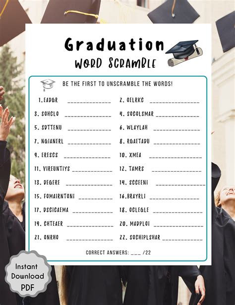 2023 Graduation Printable Word Scramble Game Class Of 2023 Etsy