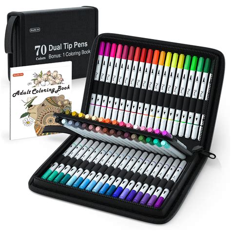 Buy Dual Tip Brush Pens Shuttle Art 70 Colours Fine And Brush Tip