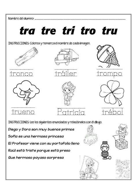 11 Ideas De Silaba Tra Tro Tre Tru Tri En 2021 Silabas Trabadas