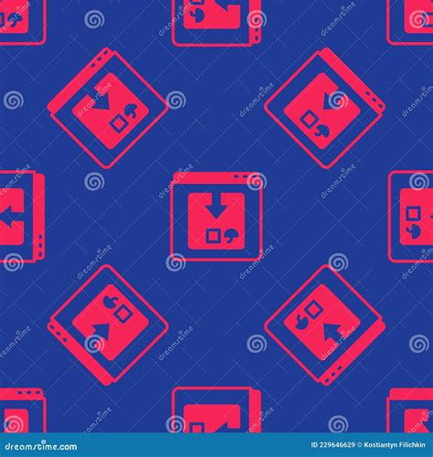 Red Online App Delivery Tracking Icon Isolated Seamless Pattern on Blue