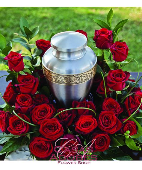 Red Rose Urn Wreath In 2021 Urn Flower Arrangements Urn Flower