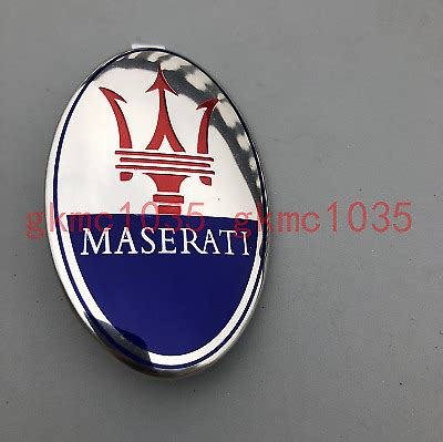 Maserati Granturismo Quatrroporte Ghibli Front Bumper Emblem Badge Silver Blue Picclick