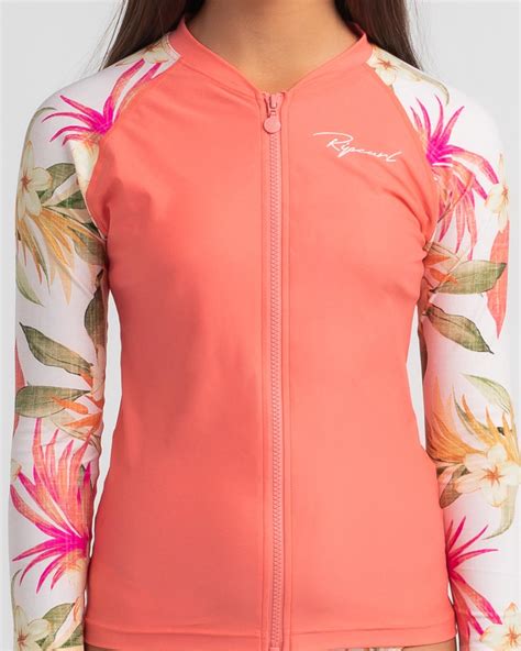 rip curl girls long sleeve rash vest in pink fast shipping and easy returns city beach australia