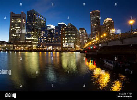 Boston Downtown Buildings Evening Stock Photo Alamy