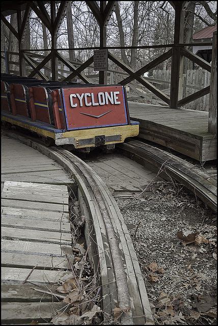 Abandoned Cyclone Roller Coaster At An Amusement Park Youngdumbandfun