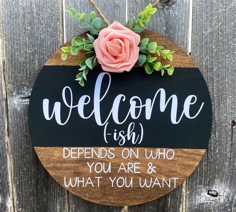 Welcome Welcome Ishwelcomish Funny Door Sign Welcome Etsy