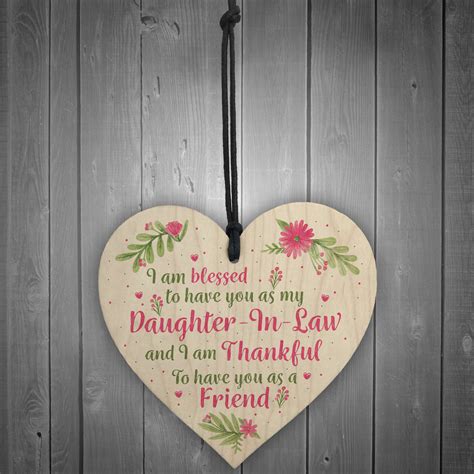 Birthday gifts for daughter in law uk. Daughter In Law Plaques Wooden Heart Birthday Card Wedding ...