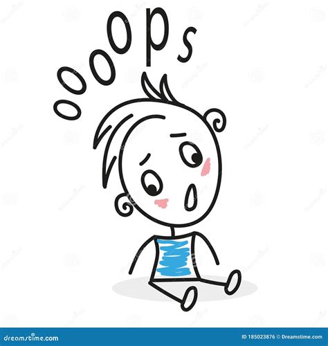 Funny Oops Symbol, A Man Sitting On The Floor Vector Illustration