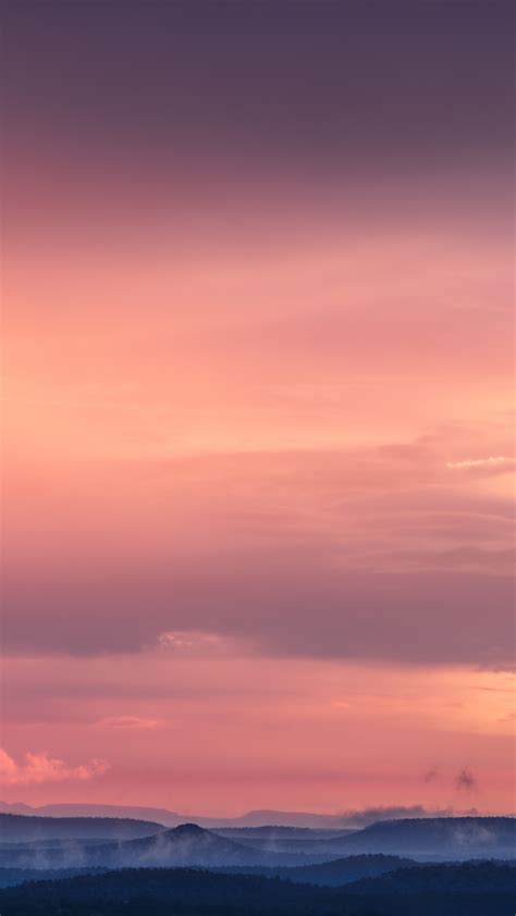 Pink Sky Wallpaper 4k Sunset Mountains Landscape Fog Clouds Dusk