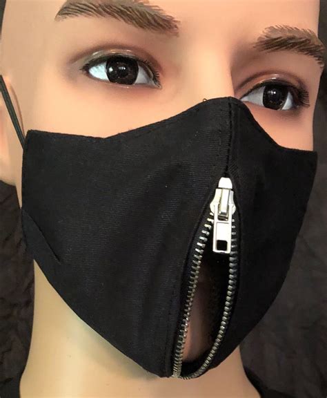 Black Vertical Zipper Face Mask Etsy