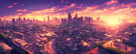 Beautiful Anime Sunset Cityscape Makoto Shinkai Stable Diffusion