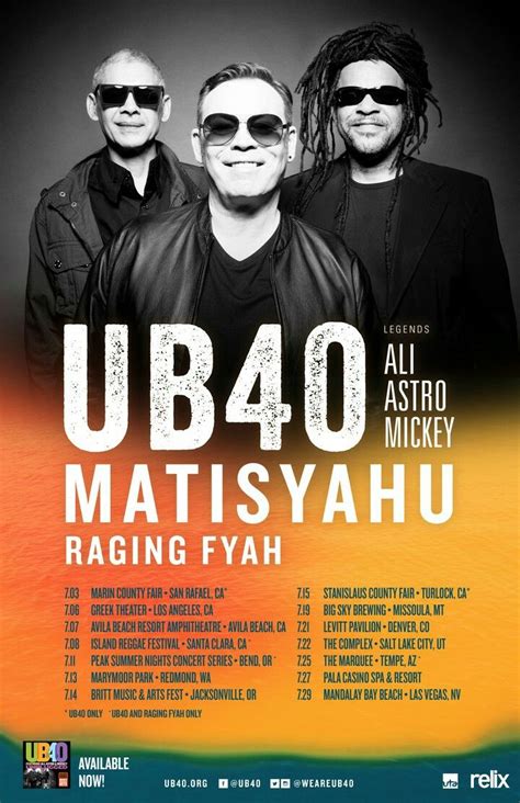 Concert Poster Ub40 Matisyahu Raging Fyah Reggae Festival Ali