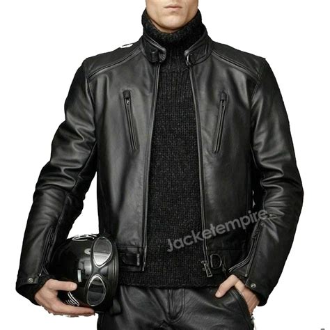 Black Cafe Racer Leather Jacket Mens Jacket Empire