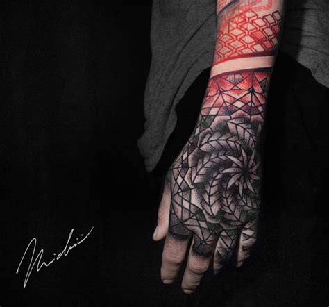 Nancy grey has 4 covers, 4 photosets to her name. Red and gray geometric tattoo on wrist by Michaël Cloutier - Tattooimages.biz