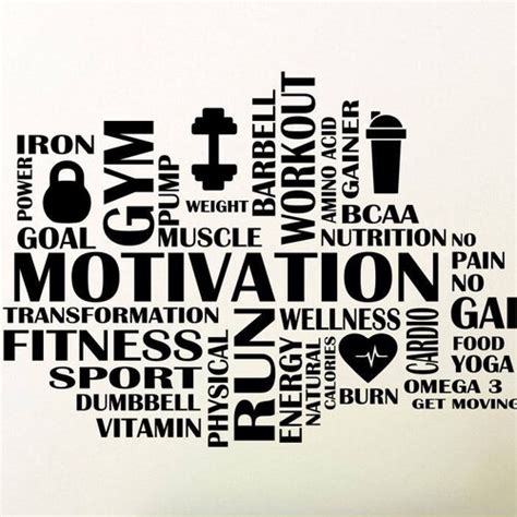 Fitness Motivation Vinyl Decal Word Cloud Gym Quote Removable Etsy