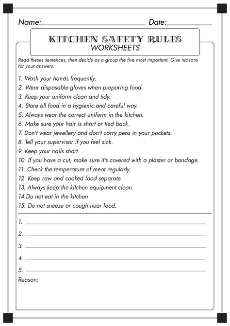 Kitchen Safety Rules Worksheets 178752 