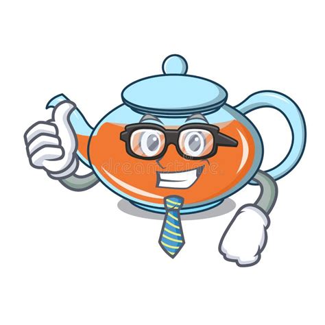 Businessman Transparent Teapot Character Cartoon Stock Vector