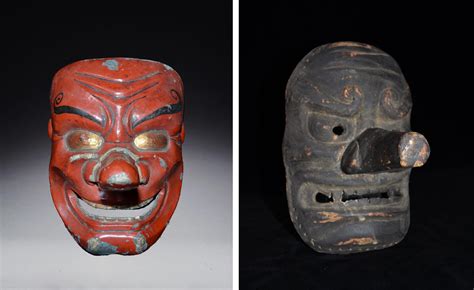 Lot Two Fine Old Carved Wood Japanese Tengu Masks Th To Early Th Century