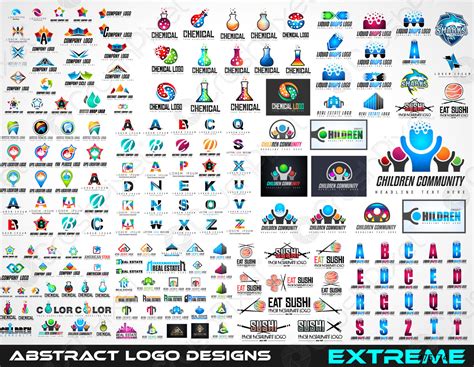 Large Collection Of Logos For Brand Design Logotype Prototype O Stock