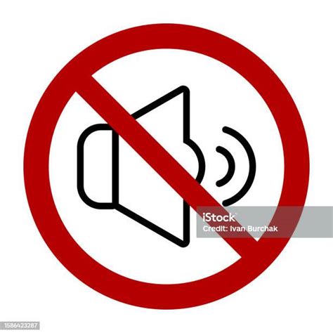 No Music Sound Symbol Prohibition Sign Flat Vector Illustration