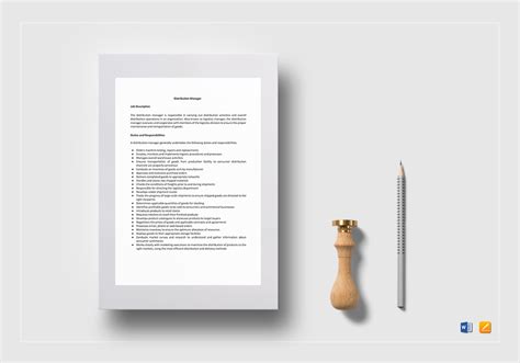 Their duties include completing financial transactions in a secure manner, generating reports, finding solutions to improve efficiency, improving cash inflow, updating financial data, handling bank accounts, and exchanging foreign currency. Distribution Manager Job Description Template in Word ...