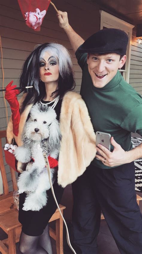 cruella deville and jasper with poodle turned into a dalmatian for hallowe… couples halloween