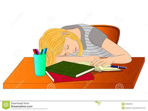 Sleeping Student Girl Stock Vector Illustration Of Student 38962359