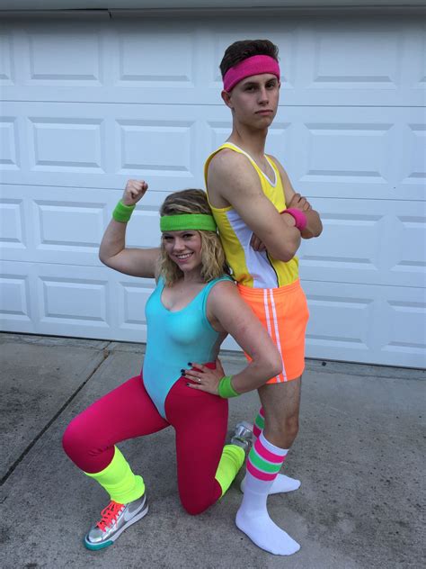 If you're creating this look, you can draw inspiration from joan collins' dynastycharacter alexis carrington. 80's Workout Couples Costume #costume #halloween # ...