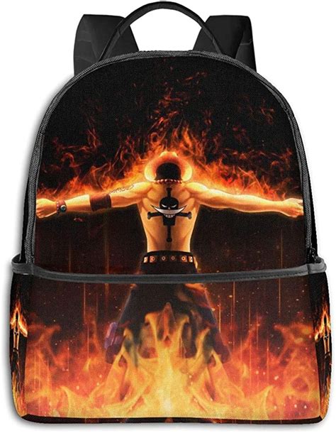 Portgas D Ace One Piece Fire Hero Black Side Backpack Adult Children