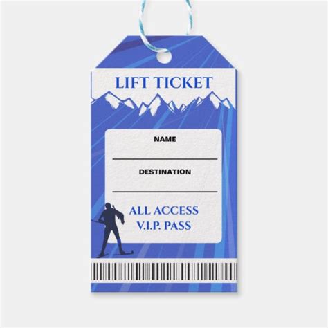 Vip Ski Lift Ticket Escort Seating Card T Tags Zazzle