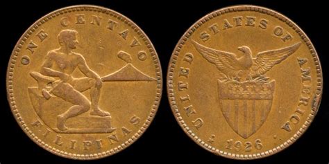 We examine the front and the back of the coin and magnify it so you can see the details clearly. 1926 Philippines (U.S. Administration) 1 Centavo XF ...